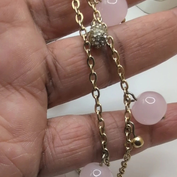 J. Crew Pink Necklace with Rose Quartz Beads and Silver Chain - Picture 4 of 4